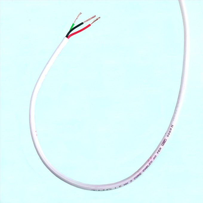 1.5 sq. mm Wire 3 Core Copper Round Cable Wire (1 yard)