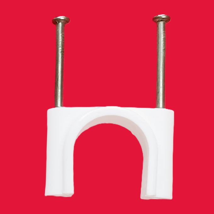 20mm Saddle Clamp, PVC Clip with Double Nail (1 pc)
