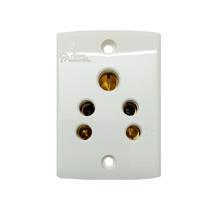 5 Pin Socket, 6 Amp, White, Pritam PC