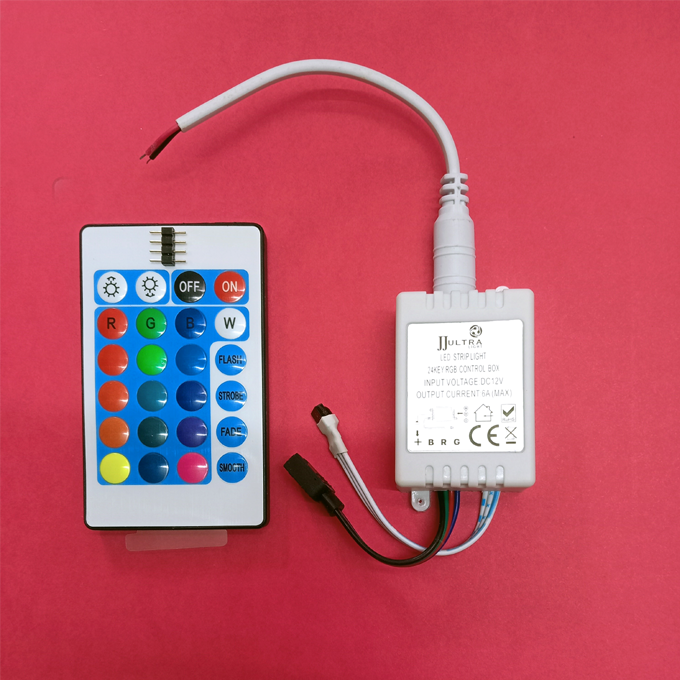 LED Strip Controller box with 24 Key Remote Control 12V RGB