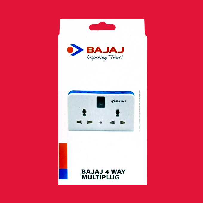 MULTI PLUG BAJAJ 4 WAY Three Pin Plug (White) HSN: 85371000