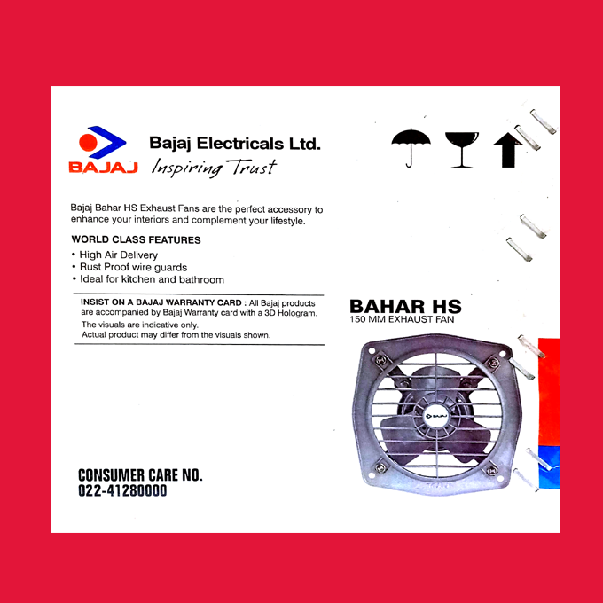 Exhaust Fan Bajaj Bahar HS Dom Grey HSN: 84145990 - Image 3