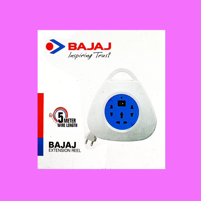 BAJAJ Extension Reel 3 Pin Socket Extension Boards (White, 5 m)