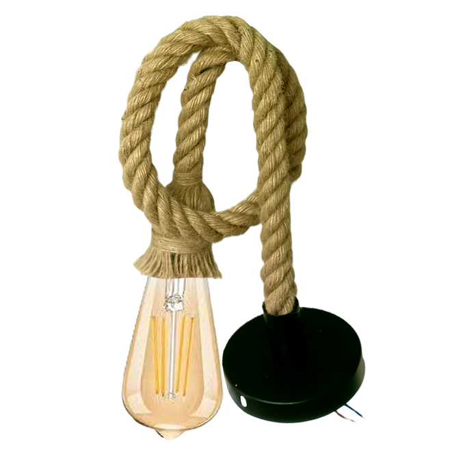 Hanging Rope Lights for Ceiling, ST64 Bulb Included