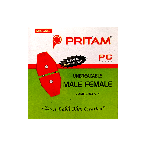 Male-Female 2 Pin Plug 6 Amp PRITAM PC (Pack of 1) - Image 5